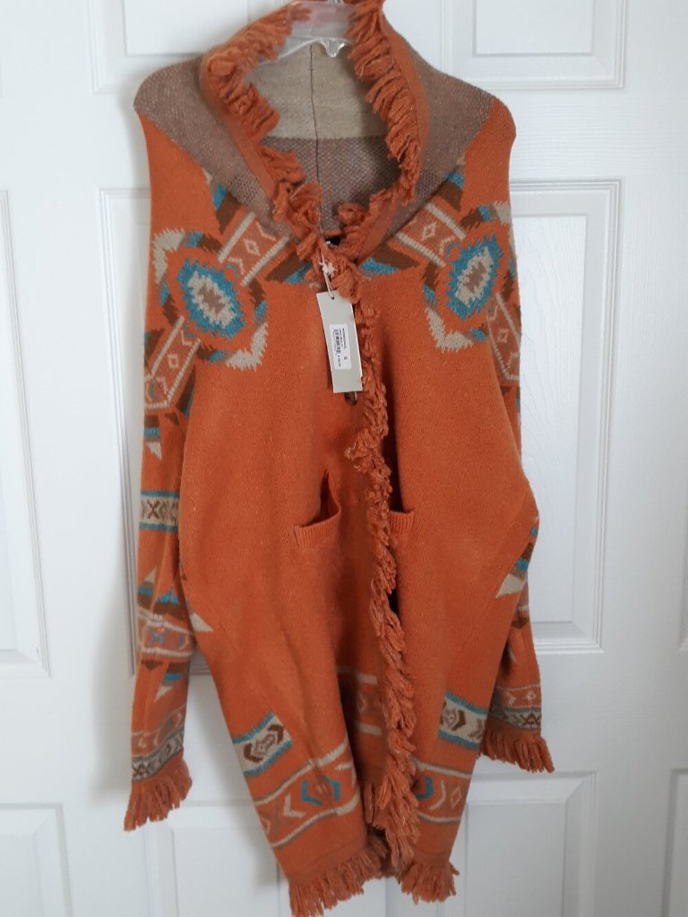 Miss Me Southwestern long hooded cardigan sweater womans S NWT